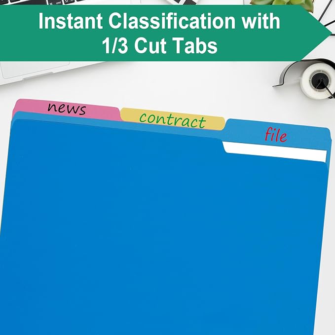pmybupo Blue File Folders 8.5 x 11 Inch, 1/3 Cut Tab Two Tone Colored File - Image 3