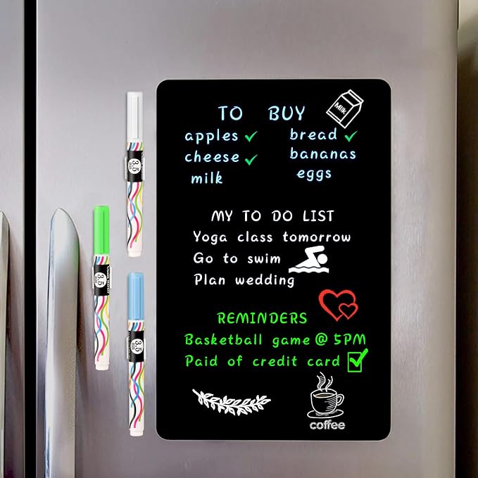 Magnetic Black Dry Erase Board Sheet 17" x 11" by ANLIOTE