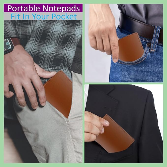 13 Pack Mini Pocket Notepad Set, Included Leather Pocket Notepad Holder - Image 6