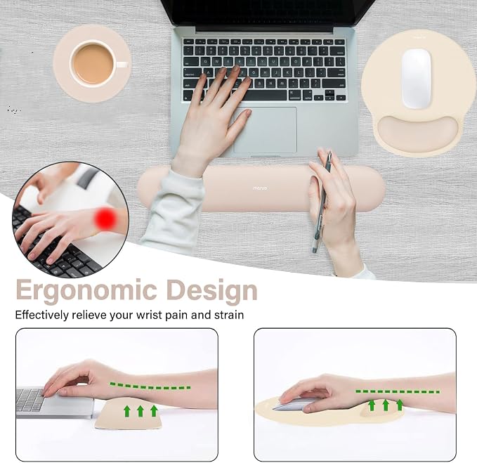 MOSISO Wrist Rest Support for Mouse Pad&Keyboard Set, Circle Curved Ergonomic - Image 3