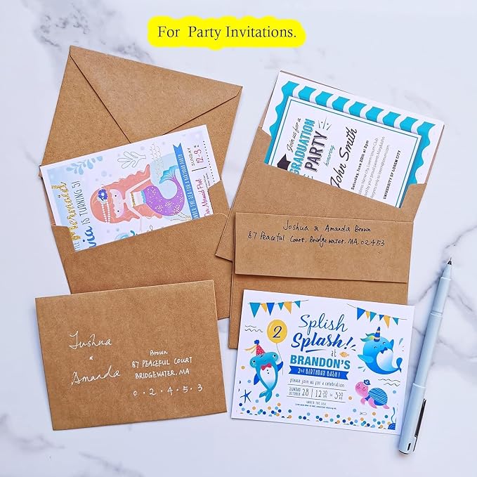 500 Pcs A2 Invitation Envelopes in Kraft Brown Peel & Press Self Seal 4 3/8 x 5 - Image 5