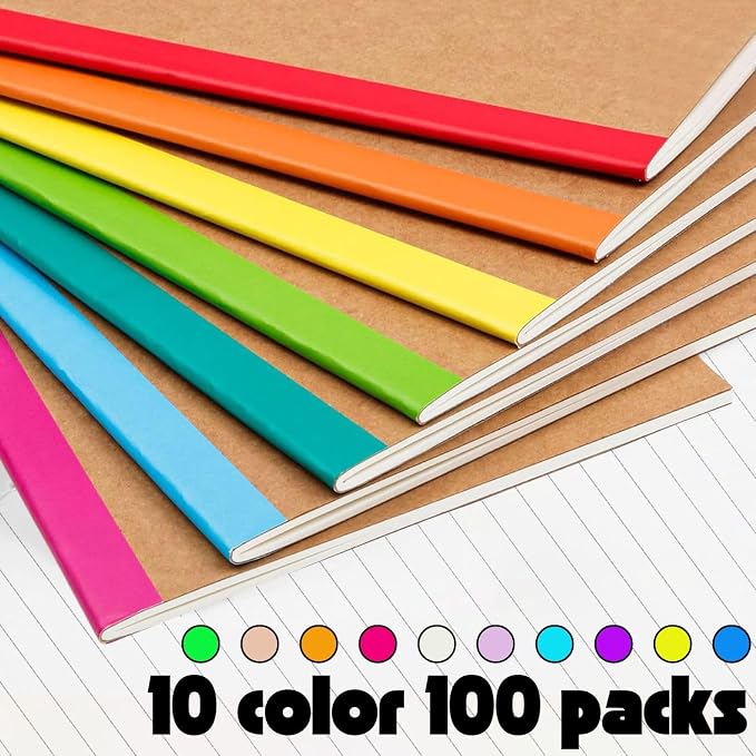 100 Pack A5 Lined Kraft Notebook Journals 8.3x5.5 In，Travel Journals Notebooks - Image 3