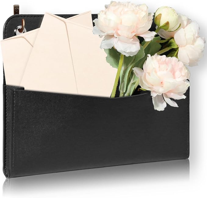 Wall Mount PU Leather Mail Holder Black Faux Leather Letter Holder 2 Ring 9.8" by Unknown