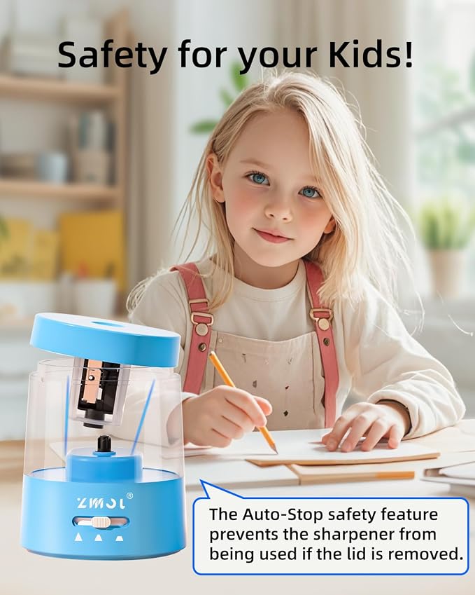 ZMOL Colored Pencil Electric Sharpener, Auto Stop, Plug-in Small Electric - Image 9
