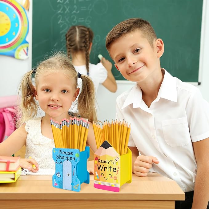 COCHIE 2 Pcs Pencil Shaped Pencil Holder Sharp and Dull Pencil Holder Wooden - Image 5