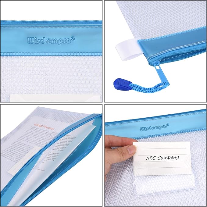 Wisdompro Zipper Pouch, 4 Packs Durable Letter Size Waterproof Mesh File Bag - Image 5