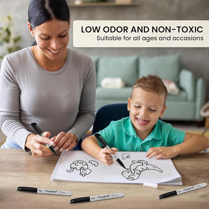 Taja Permanent Markers, Fine Tip, Quick-Drying and Fade-Resistant Bulk Marker - Image 6