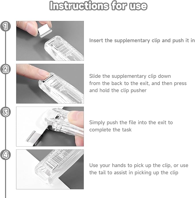 Portable Binder Clip Stapler, Includes 100 Reusable Clips, Handheld Paper Clam - Image 2