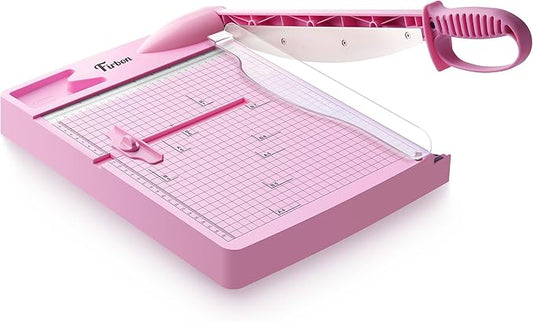 Firbon 12" Guillotine Paper Cutter, Heavy Duty 30-Sheet Capacity Trimmer for Cardstock, Photos, Scrapbooking, Office, Classroom, Studio (Pink)-DeskLoop Office