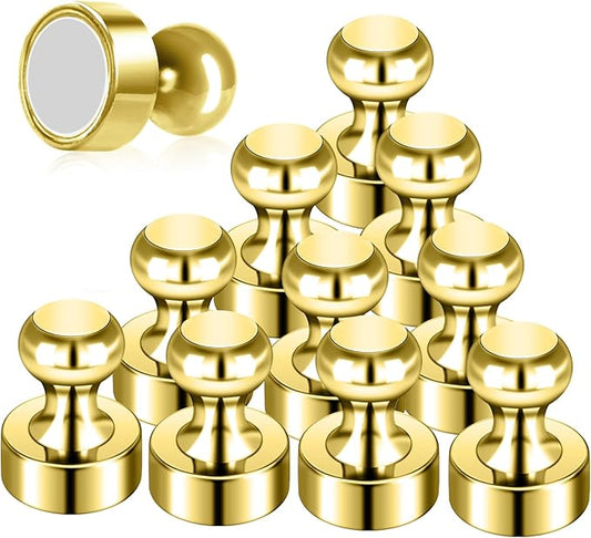 12Pack Gold Magnets for Whiteboard Cute Fridge Magnet Small Refrigerator Magnets Office Magnets for Fridge Whiteboard Billboard in Kitchen Home Classroom School-DeskLoop Office