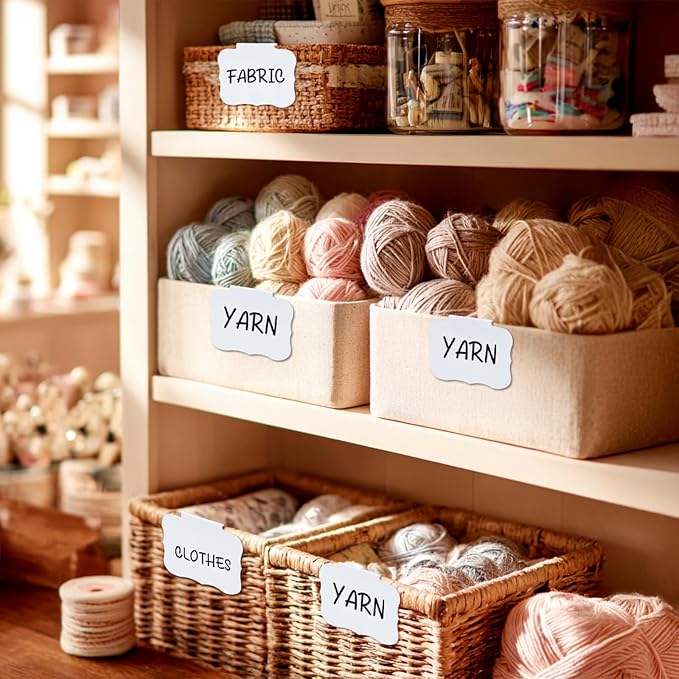 12pcs White Basket Labels Removable PVC Labels | Clip On - Image 4