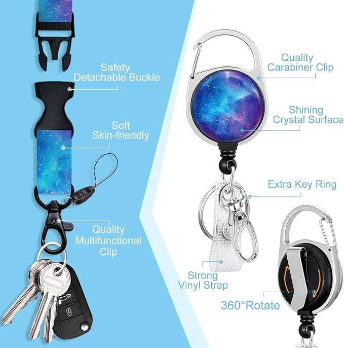 Piefly Lanyards for Id Badges, Nebula Starry Sky Badge Holder - Image 4