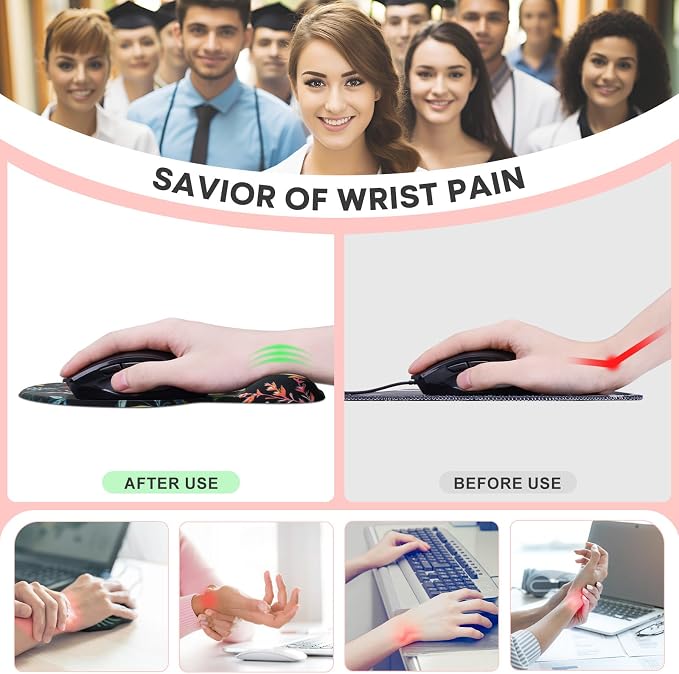 JIKIOU Mouse Pad, 2 Pack Ergonomic Mouse Pads - Image 3