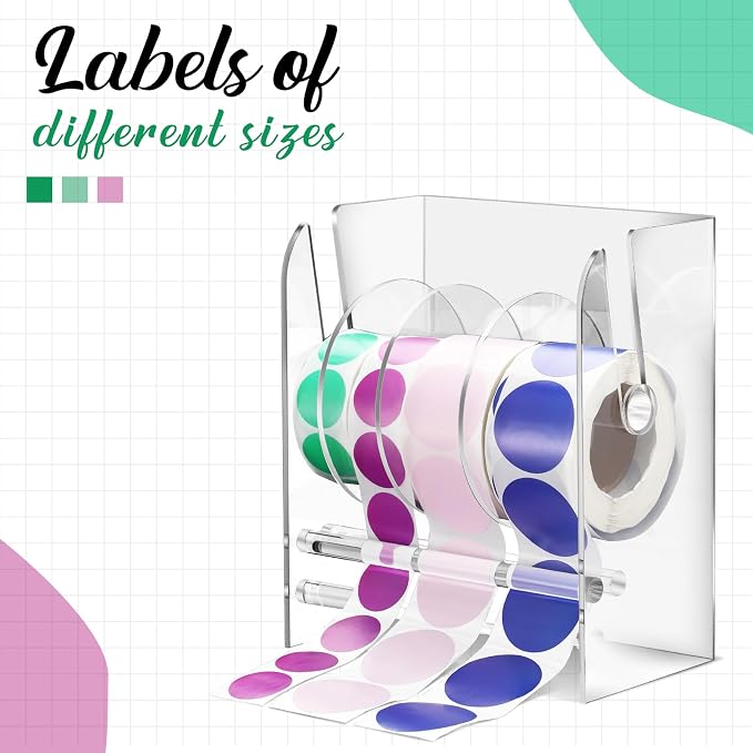 Qilery Adjustable Label Dispenser Acrylic Roll Sticker Dispenser Sticker Holder - Image 5