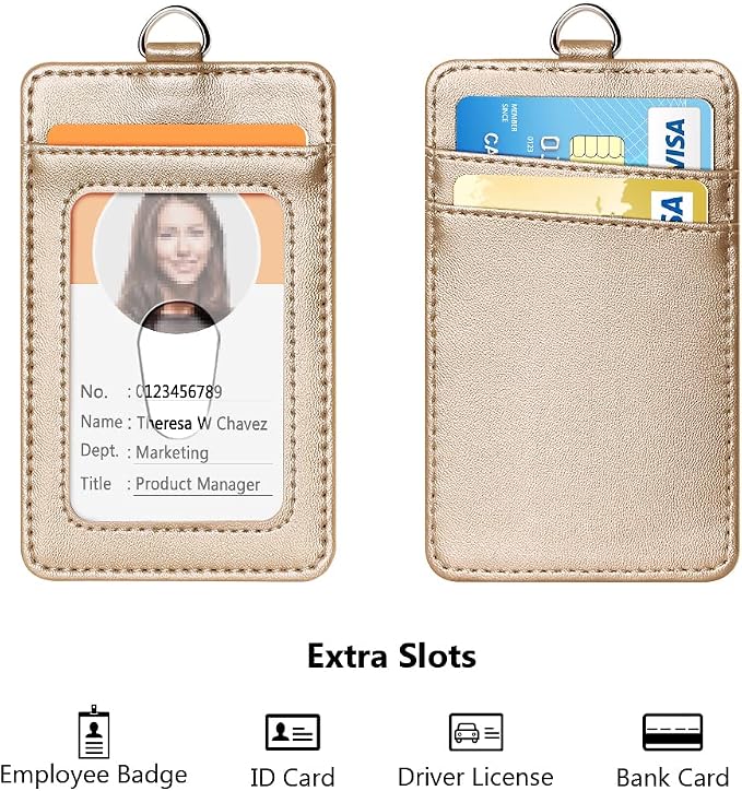 Leather Badge Holder and Adjustable Retractable Lanyards, Quick Release Buckle - Image 3