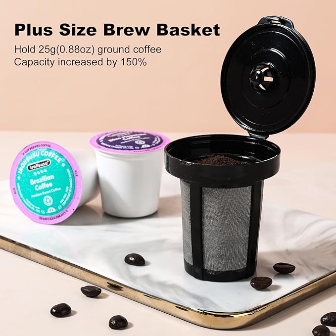 K Cup Coffee Maker, Single Serve coffee machine or Ground Coffee Machine 2 in 1, 6 to 14 Oz Brew Sizes, Mini One Cup Coffee Maker with Self cleaning Function, Fits Travel Mug, Black-DeskLoop Office
