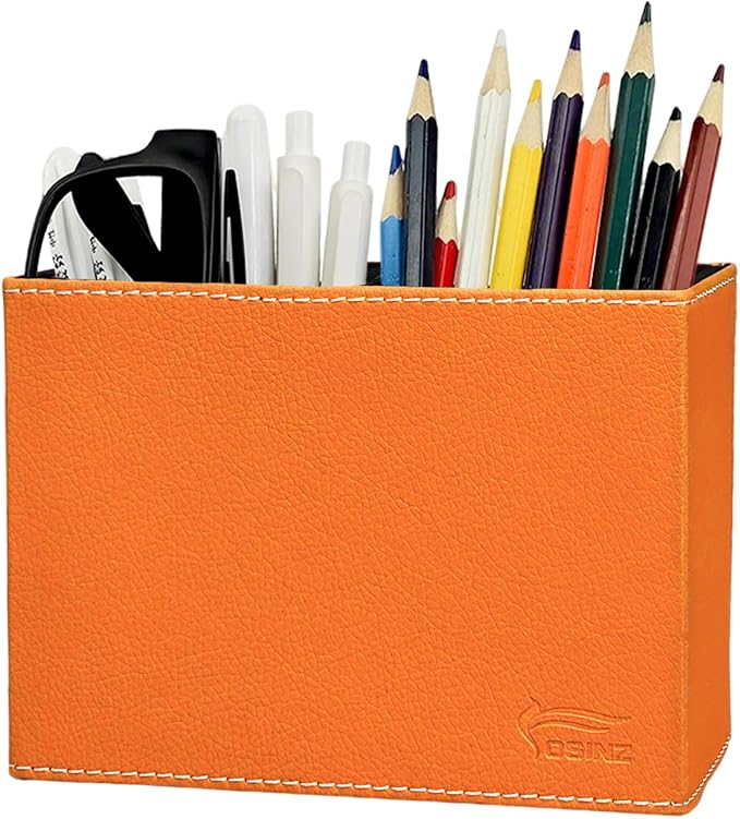 Pen Pencil Holder Cup Container PU Leather Desk Organizer Stand Decor Brush by Fosinz