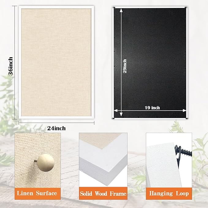 Miratino Large Bulletin Board, 36 /inchesx 24/inches White Cork Boards for Walls with Frame, Pin Display Board Vision Board for Home School Office Decor-DeskLoop Office