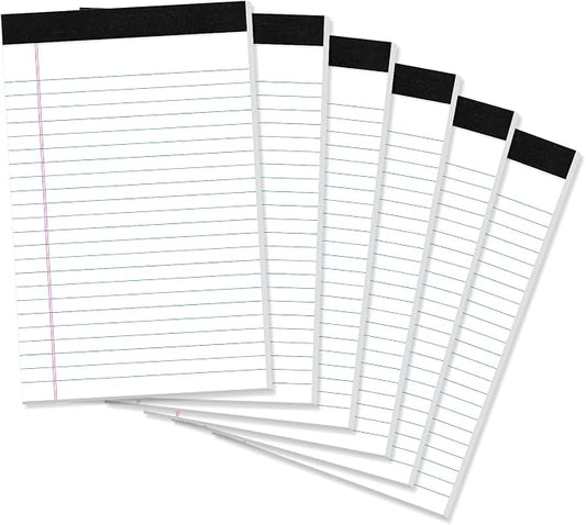 Thboxes 6 Pack Legal Pad 5x8, 180 Sheets Small Note Pad College Ruled Writing by Thboxes