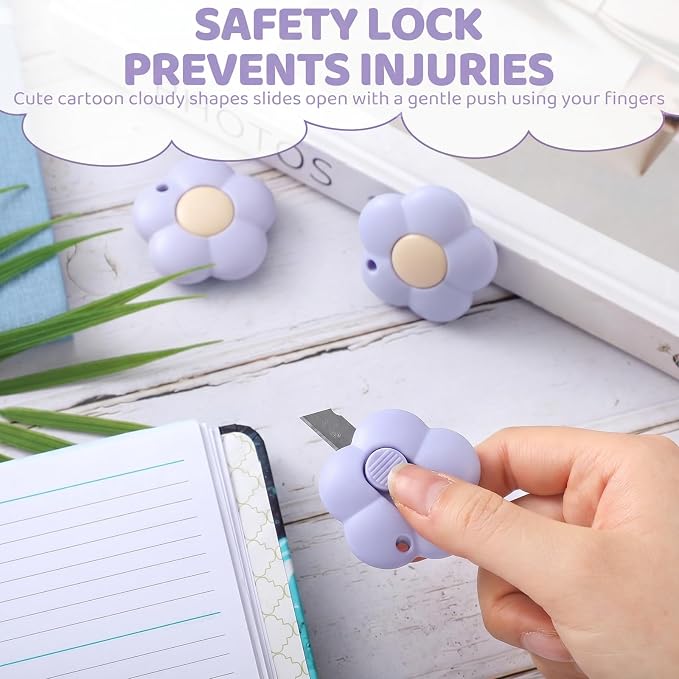 Honoson 8 Pack Mini Box Cutter Retractable Utility Knife Flower Portable Letter - Image 5