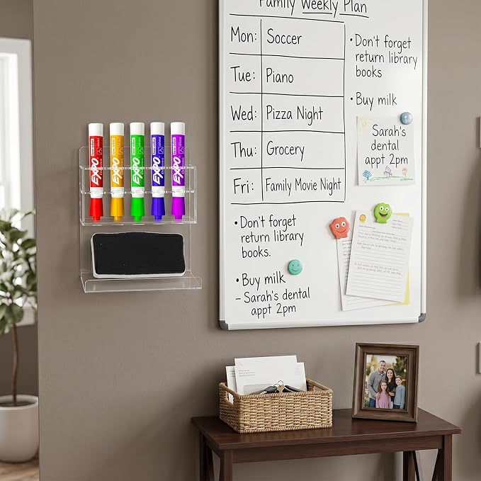 MyGift Wall Mounted Clear Acrylic Dry Erase Marker Holder Organizer - Image 6