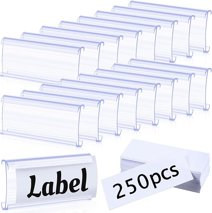 Yulejo 250 Pieces Wire Shelf Label Holders Wire Label Holder Plastic Shelf Tags by Yulejo