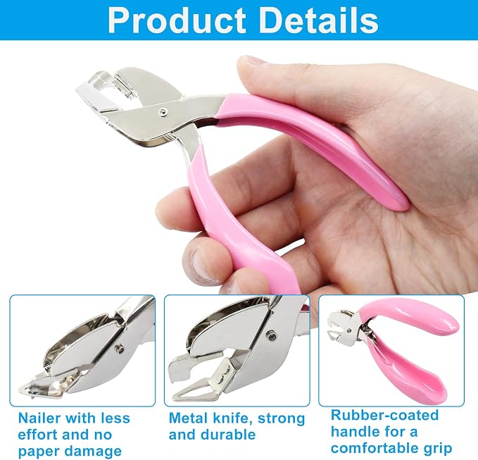 Pink Staple Remover Tool Heavy Duty Staple Puller, Staple Remover Stick - Image 4