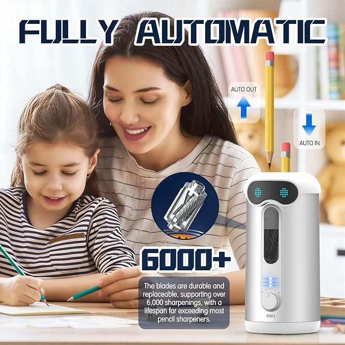 deli Electric Pencil Sharpener, Fully Automatic Pencil Sharpener - Image 2