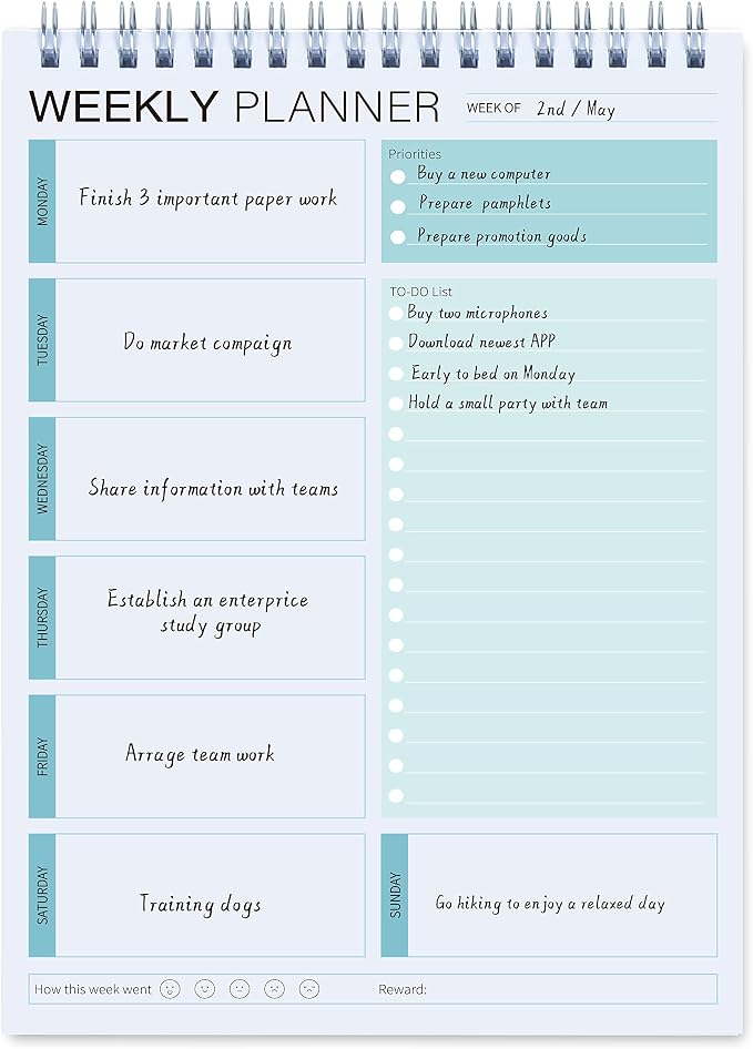 3PC Weekly Planner Notepad, Spiral To Do List Undated Planning Pad, Weekly - Image 5