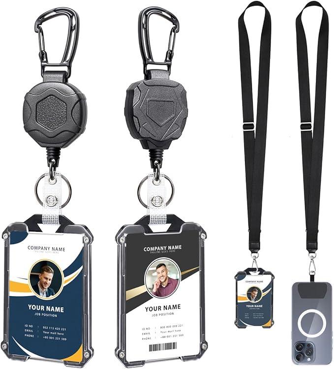 Badge Holder Retractable Clip Heavy Duty Carabiner Badge Reel Keychain by COOKOOKY