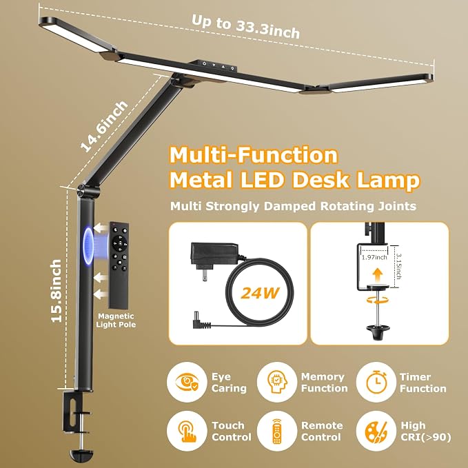 Airlonv LED Desk Lamp with Clamp, Architect Desk Lamp - Image 3