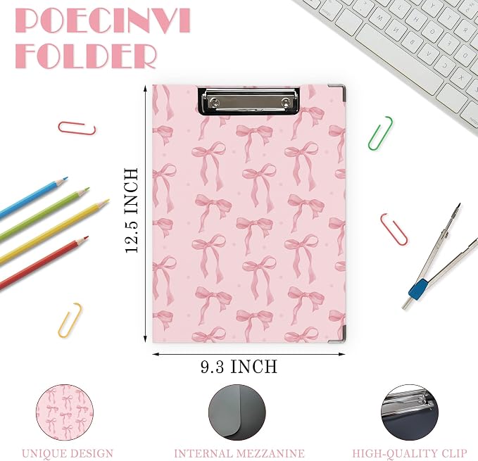 Coquette Preppy Pink Bow Clipboard Folio - Image 2