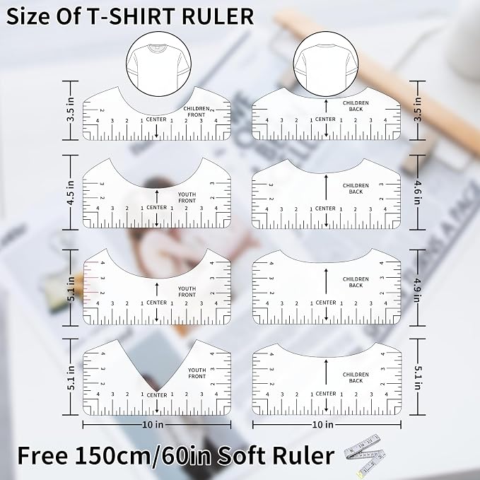 12pcs Tshirt Ruler Guide for Vinyl Alignment, T Shirt Measurement Accessories - Image 3