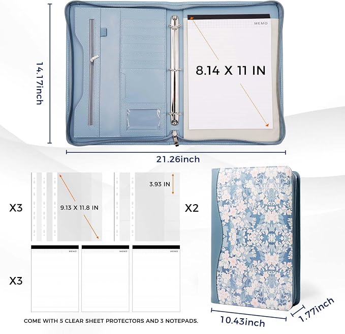 Padfolio Portfolio Folder Binder-Organizer Planner Notebook Zippered Portfolio - Image 4