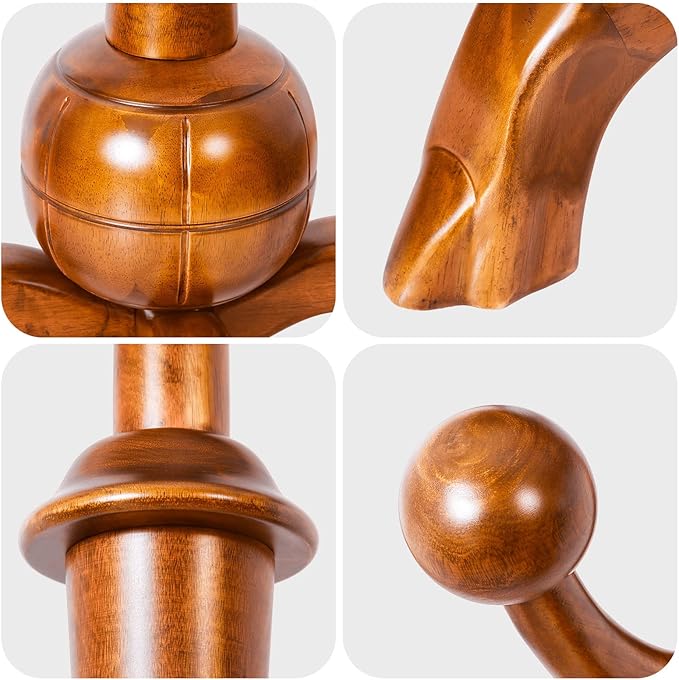 Coat Rack Freestanding Wood Tree Rack with 8 Hooks, Creative Design Tree Branch-look, Coat Tree Clothes Hanger Stand with Stable Sphere Base for Entryway, Hallway, Bedroom - Load 160lbs (Light Brown)-DeskLoop Office