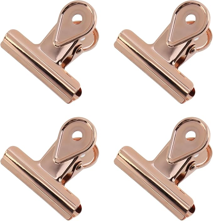 Xiaoyztan Mini Clips, 50mm Wide Rose Gold Bulldog Clips Paper Clip Binder Bull by Welcometoxiaoyztan