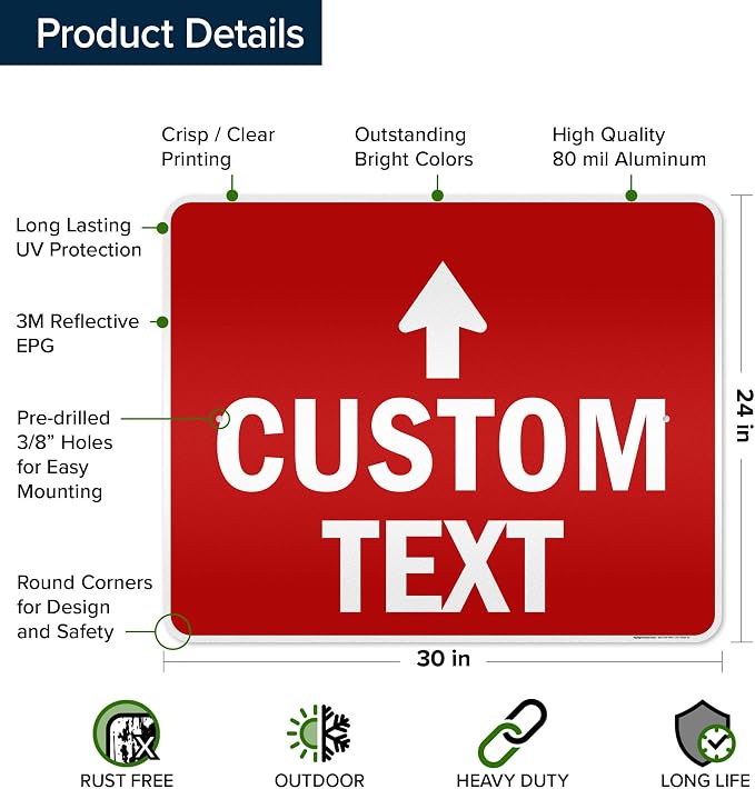 Custom Arrow, Custom Directional Sign, Up Arrow, 24x30 Inches, 3M EGP Reflective - Image 6