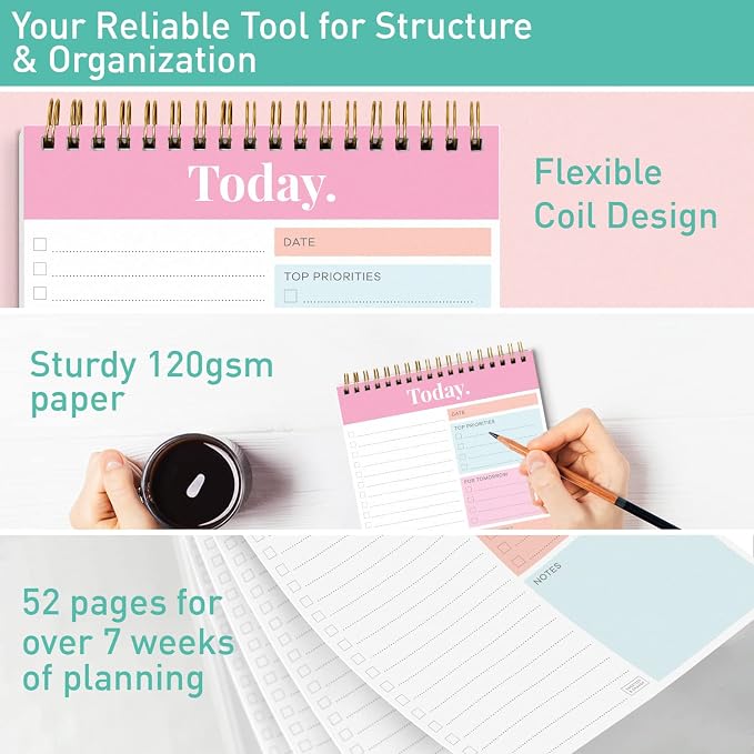 Sweetzer & Orange Daily & Weekly To Do List Notepad – Undated Work Planner & - Image 3