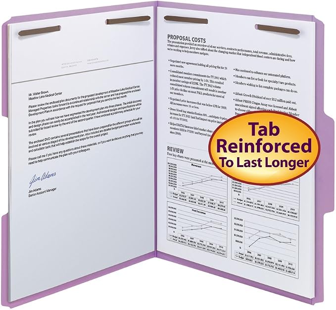 Smead Fastener File Folder, 2 Fasteners, Reinforced 1/3-Cut Tab, Letter Size - Image 4