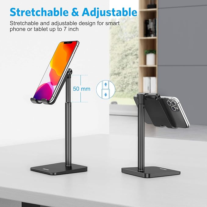 OMOTON Cell Phone Stand, Adjustable Angle Height Desk Phone Dock Holder - Image 5