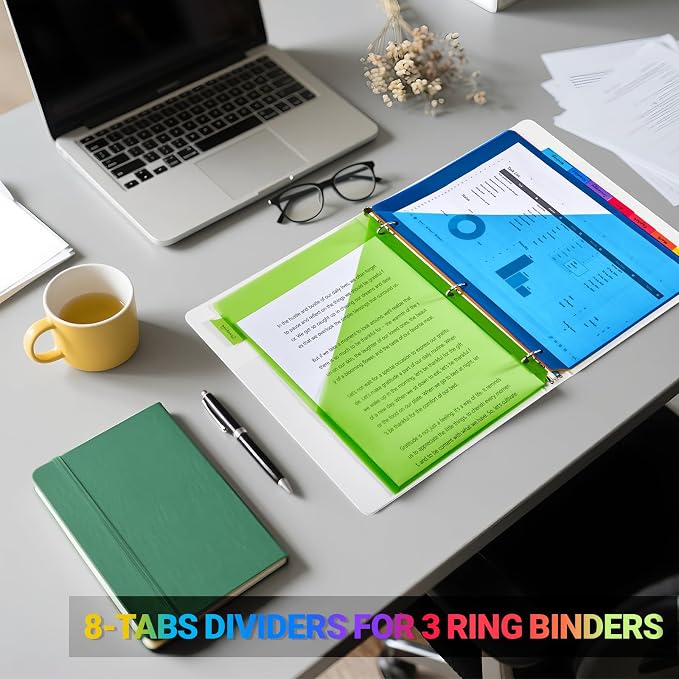 8-Tab Dividers for 3-Ring Binders, Insertable 8 Tabs Binder Divider for - Image 6