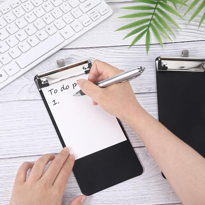 4 Pack Small Clipboards with Pen Holder 4X 8.66inch, Plastic Receipt Size Black - Image 4