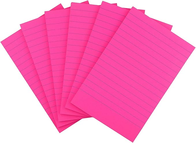 Early Buy 6 Pads Lined Sticky Notes with Lines 4x6 Self-Stick Notes Bright Color Sticky Notes, 45 Sheets/Pad (Rose Red)-DeskLoop Office