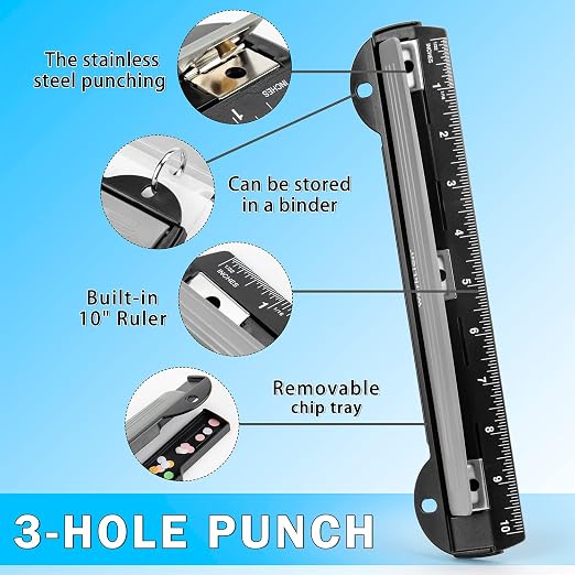 WorkLion 3 Ring Hole Punch for Binder, Portable Puncher, Office Assistant - Image 2