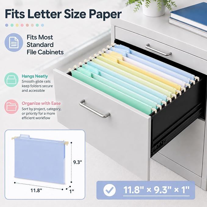 gisgfim 16 Pack Plastic Hanging File Folder Letter Size 1inch Expanding File - Image 2