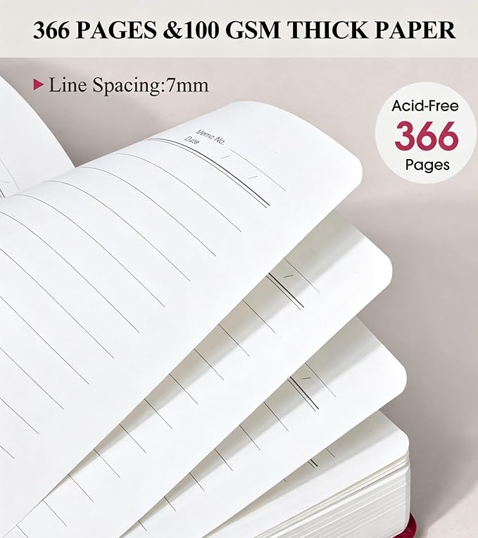 PAIBAS 8.5 x 11 Lined Notebook Journal 366 Pages Leather Journal - Image 4