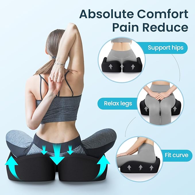 Benazcap Seat Cushion, Memory Foam Cushions for Office Chair - Ergonomic Chair Cushions for Tailbone Pain Relief, Sciatica & Back Support, Office Chair Cushion & Car Seat Cushion-DeskLoop Office