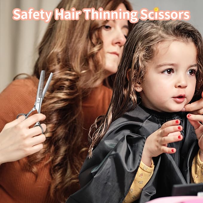 CIICII Kids Hair Cutting Scissors Shears Kit, Safety Round Tip Barber Haircut - Image 5