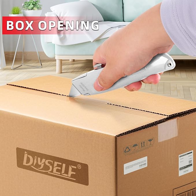 DIYSELF 30 Pack Box Cutter Heavy Duty Aluminium Shell Utility Knife | SK5 Steel - Image 2