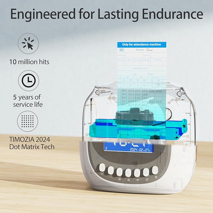 Time Clocks for Employees Small Business, Auto-Align Time Clock, 6 Punches per Day Time Machine, Clock in Machine for Employees with 100 Time Cards, 2 Ink Ribbons and 4 Racks(Military time)-DeskLoop Office